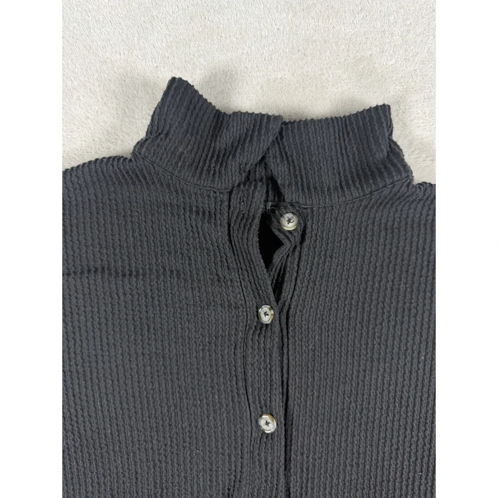 Fashion Nova Ribbed 2 Piece Lounge Set Black Henley Top Boxer Shorts Medium‎